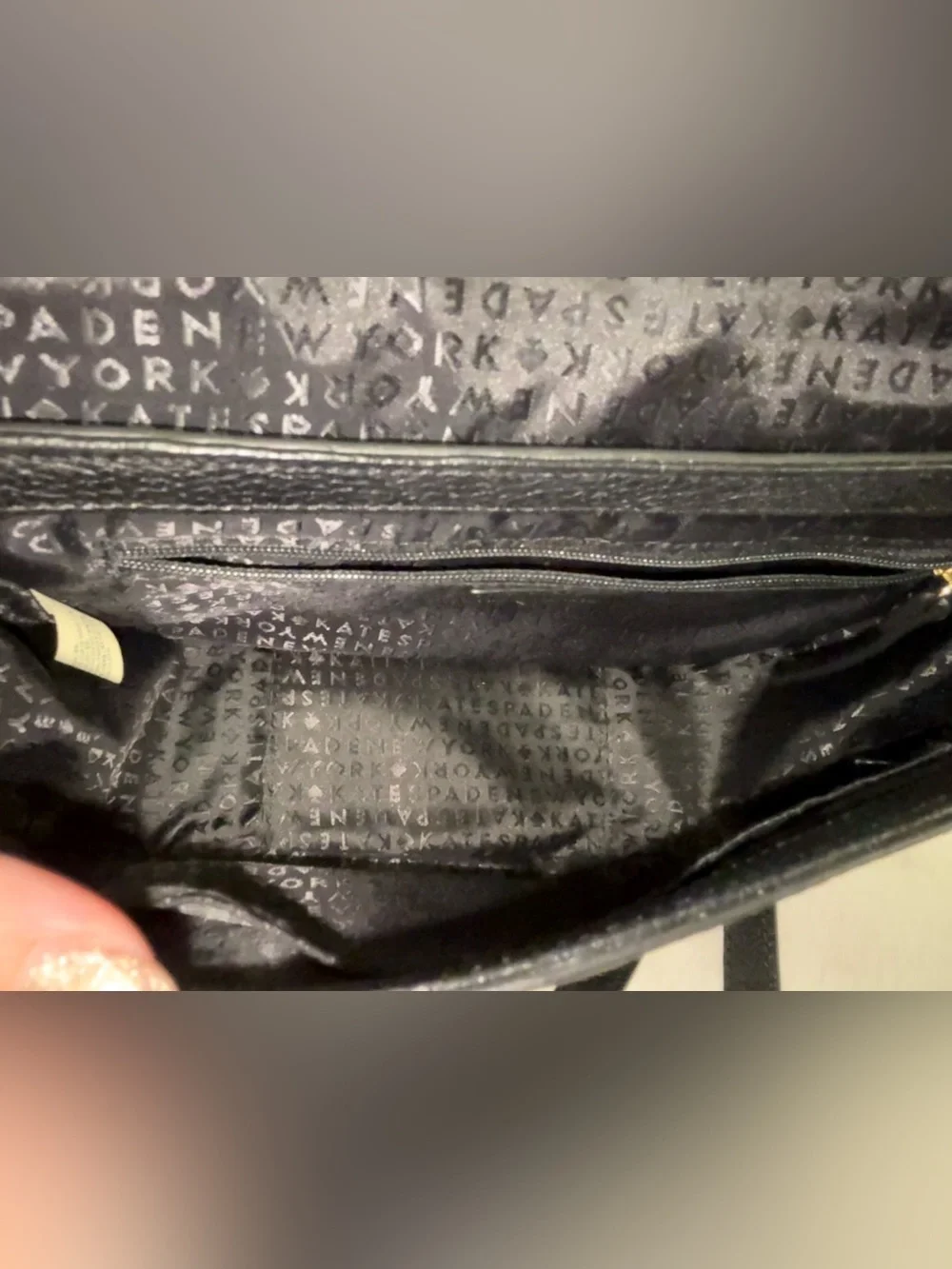 kate spade NY Black Pebbled Leather Flap Shoulder/Crossbody with Gold Logo